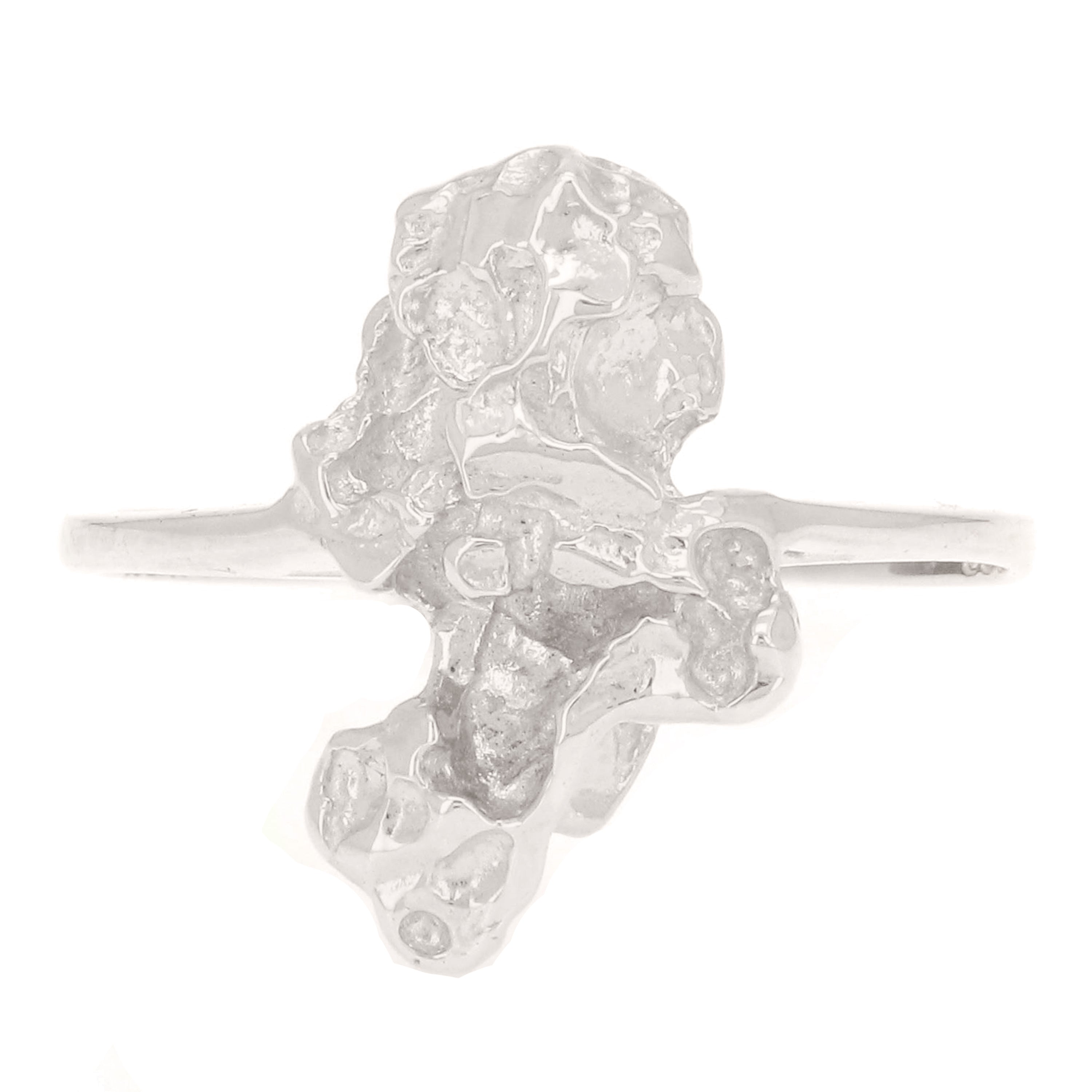 14k White Gold Free Form Nugget Ring Size 10 - White,Ring Size 10