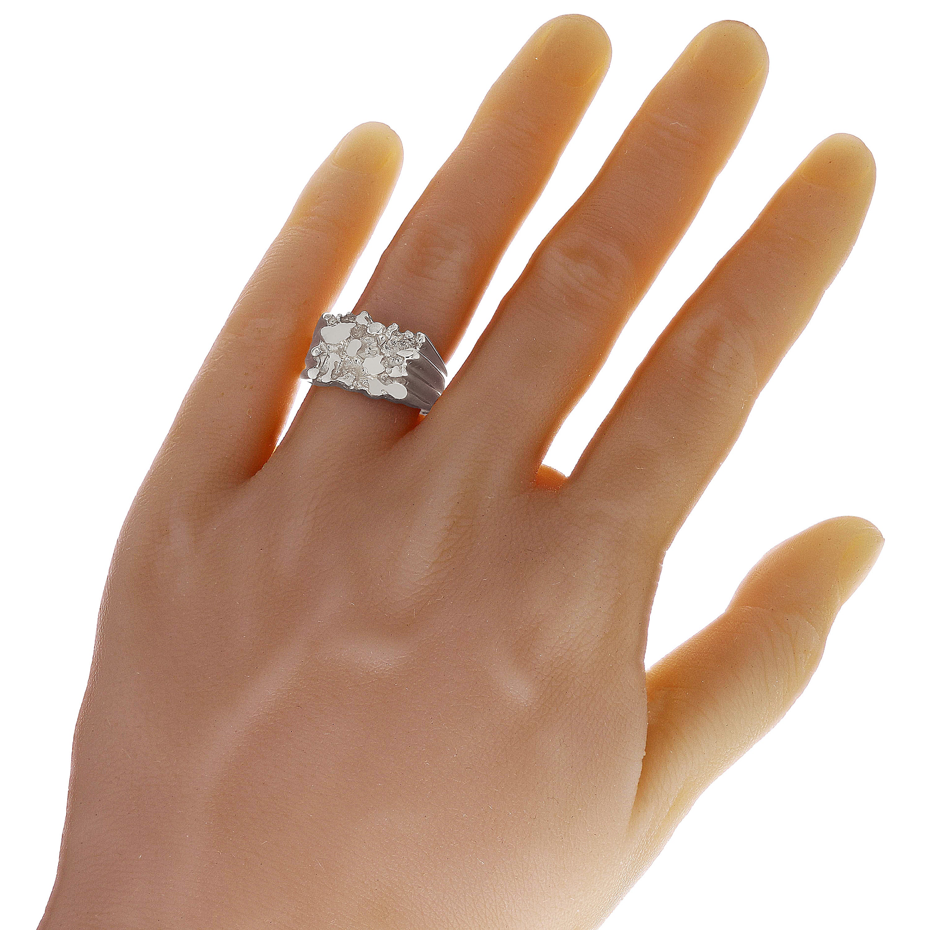 Men's 925 Sterling Silver Heavy Nugget Style Ring Size 9 - Ring Size 9