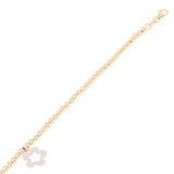 Italian 14k Two Tone Gold Ball Bead Bracelet with Flower Charm 8" 3mm 3.3 grams