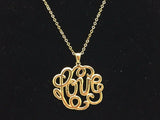 14k Yellow Gold Monogram LOVE Pendant Necklace Rolo Chain 17" 3.1grams