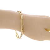 Italian 14k Yellow Gold Hollow Rope Style Paper Clip Chain Bracelet 7.5" 3.2gram