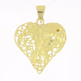 14k Yellow Gold Solid Filigree Heart Charm Pendant 2.5 grams