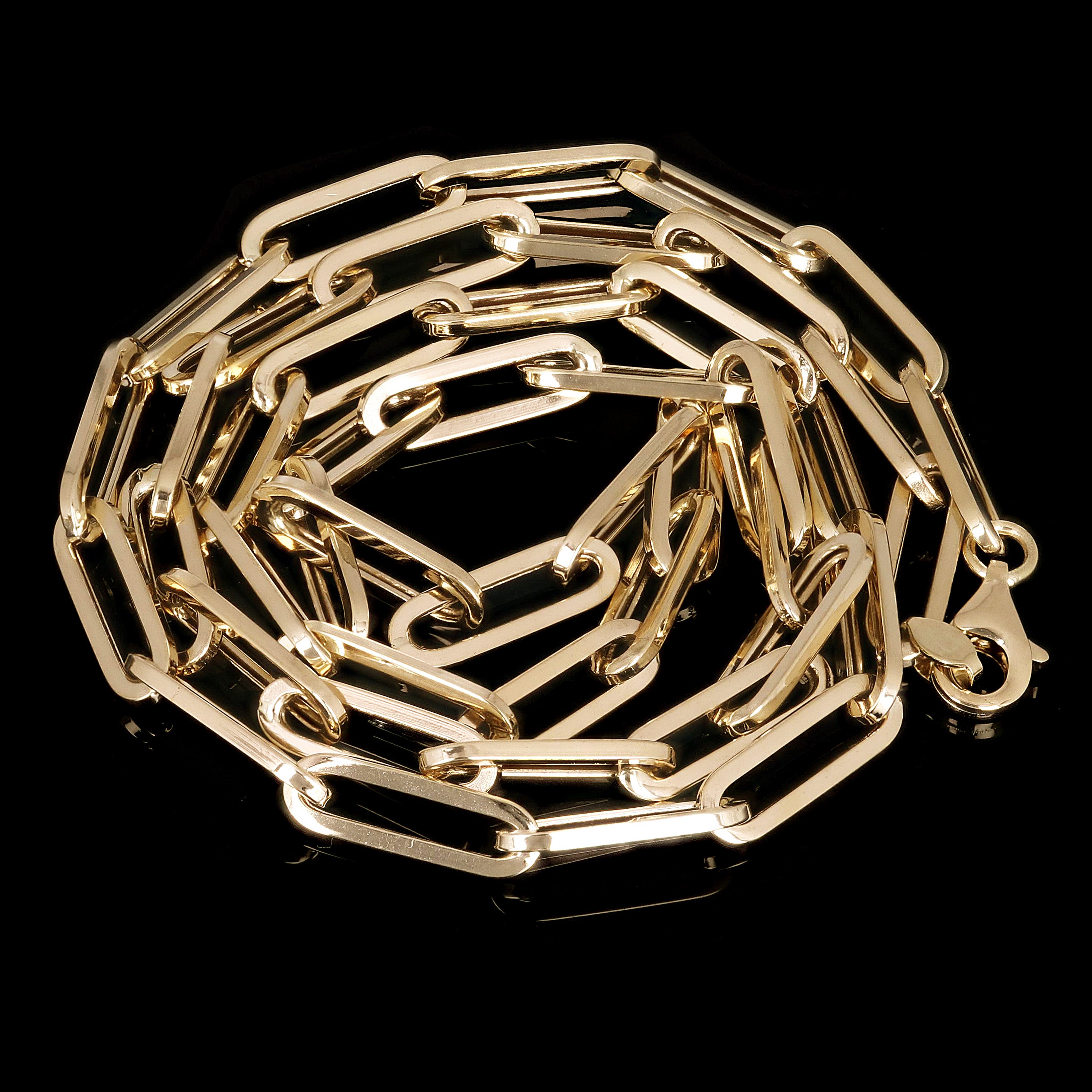 Italian 14k Yellow Gold Hollow Paper Clip Chain Necklace 16" 4.3mm 5.4 grams