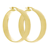 Italian 14k Yellow Gold Shiny Round Hollow Hoop Earrings 1.2" 7mm 3.8 grams