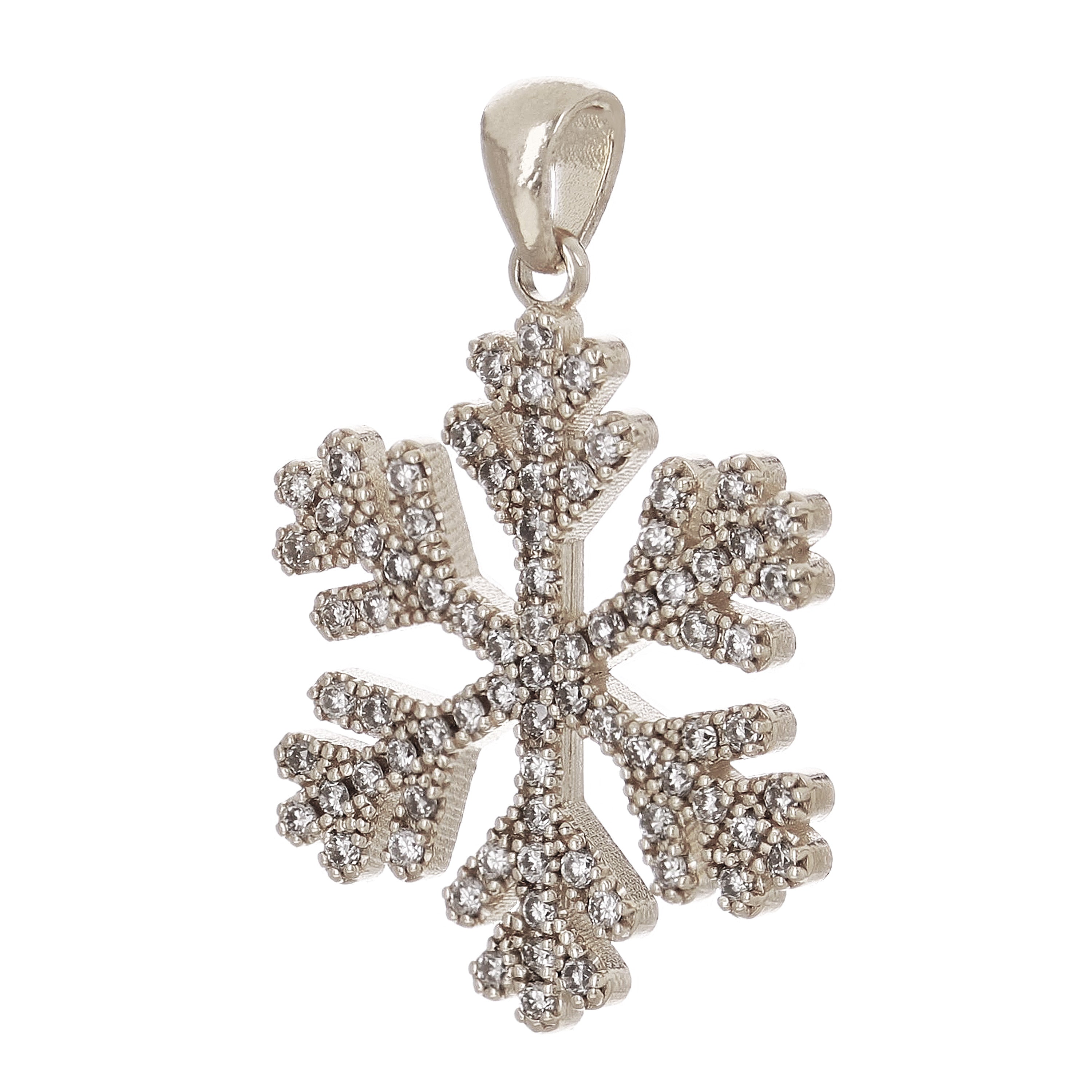14k White Gold 0.50ctw Diamond Snowflake Pendant - White