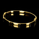 Italian 14k Two-Tone Gold Hollow Screw Design Bangle Bracelet 7" 4mm 5.2 grams