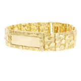 14k Yellow Gold Solid Nugget ID Bracelet Adjustable 7.5-8" 19mm 51.5 grams - 8" 51.5 grams