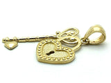 14k Yellow Gold Solid Heart Locket Key Charm Pendant 1.2 grams