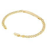 Italian 14k Yellow Gold Hollow Engravable Cuban ID Bracelet 7.5" 5.2 grams 6mm
