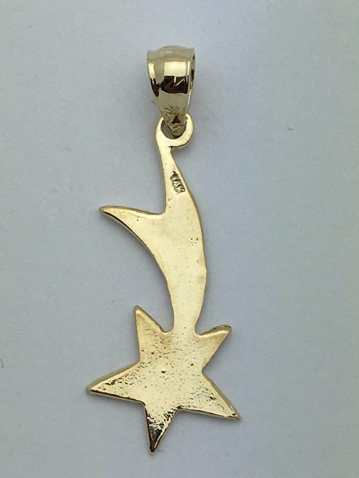 14k Yellow Gold Solid Shooting Star Charm Pendant 1.1 grams