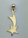 14k Yellow Gold Solid Shooting Star Charm Pendant 1.1 grams