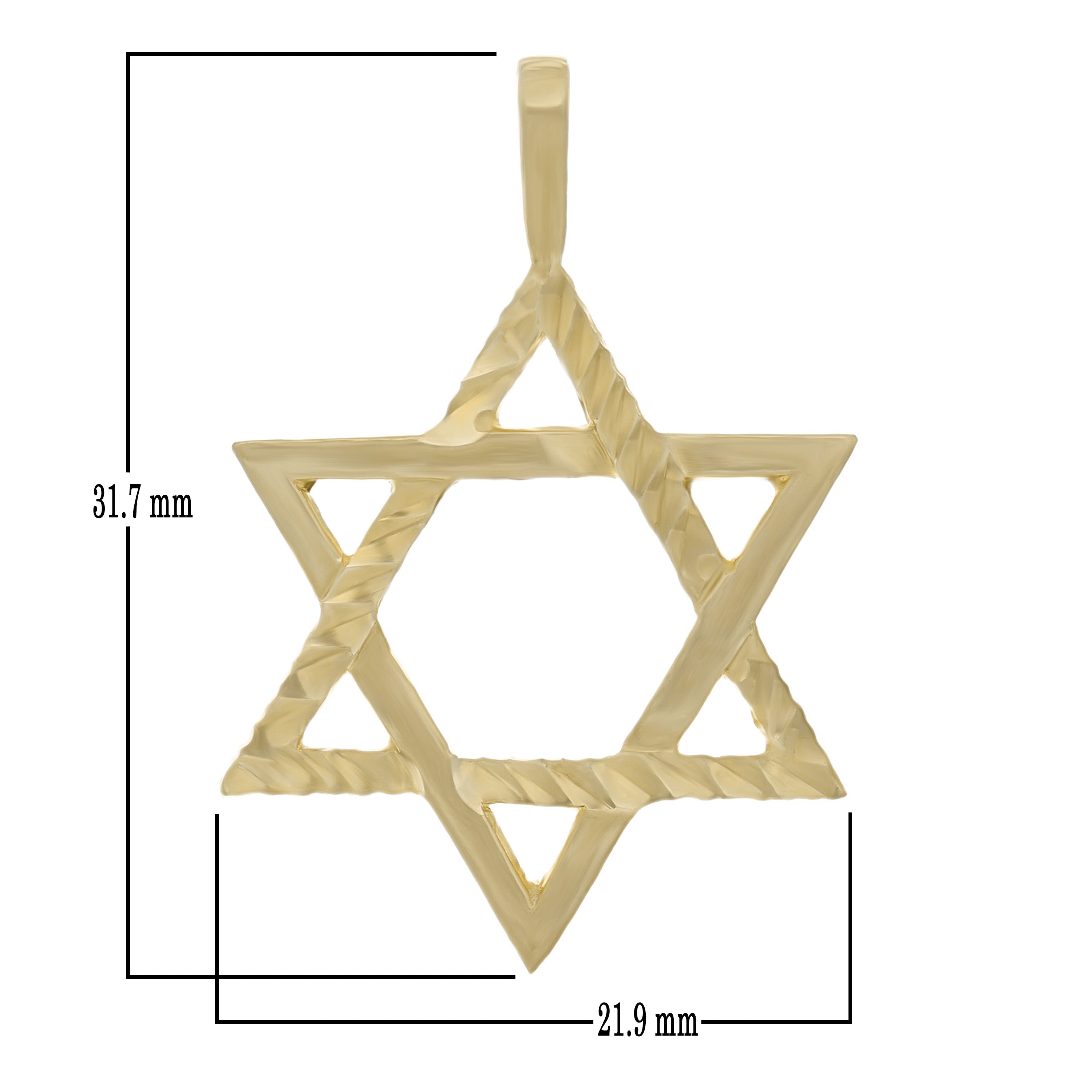 14k Yellow Gold Diamond Cut Jewish Star of David Pendant - Yellow