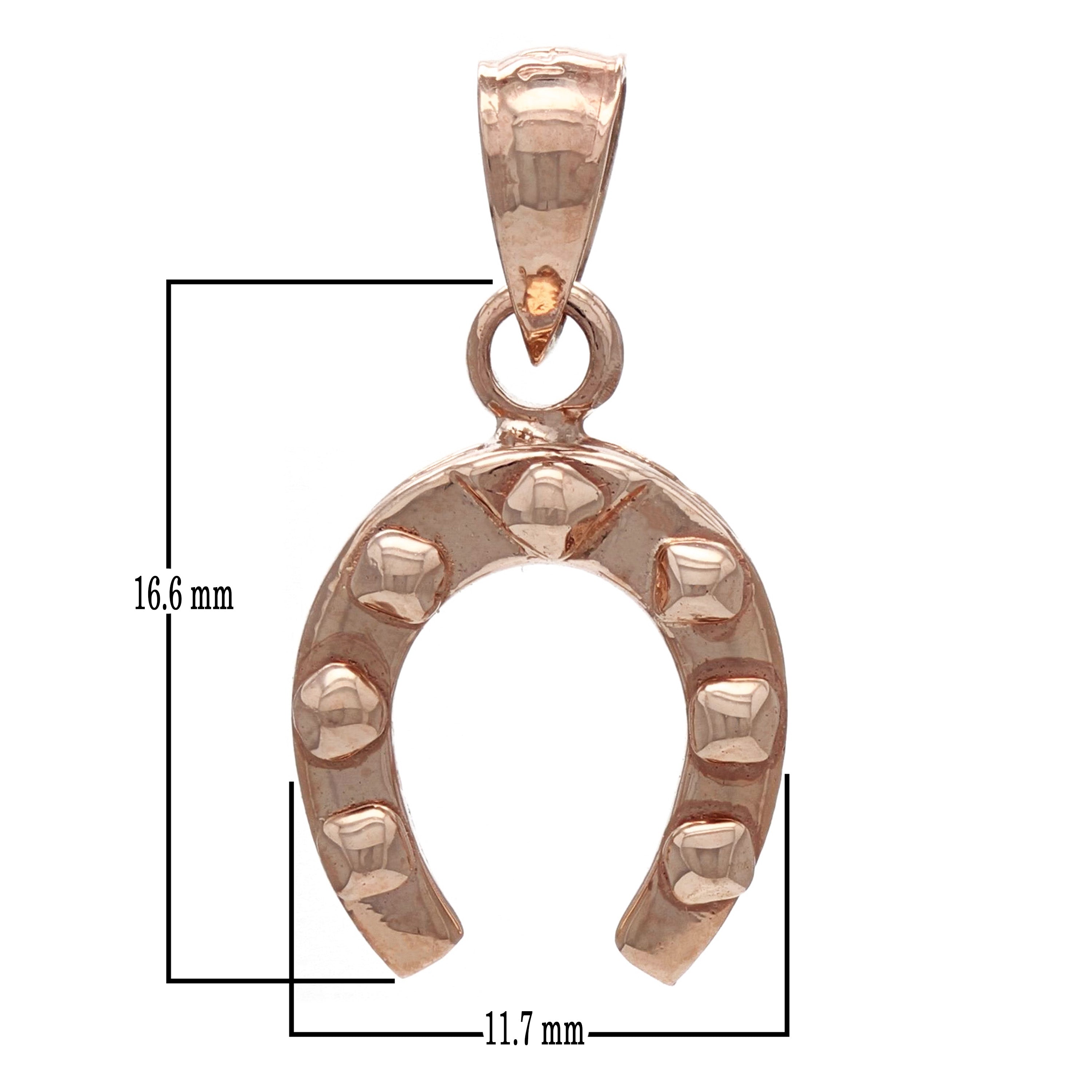 14k Rose Gold Horseshoe Good Luck Charm Pendant - Rose