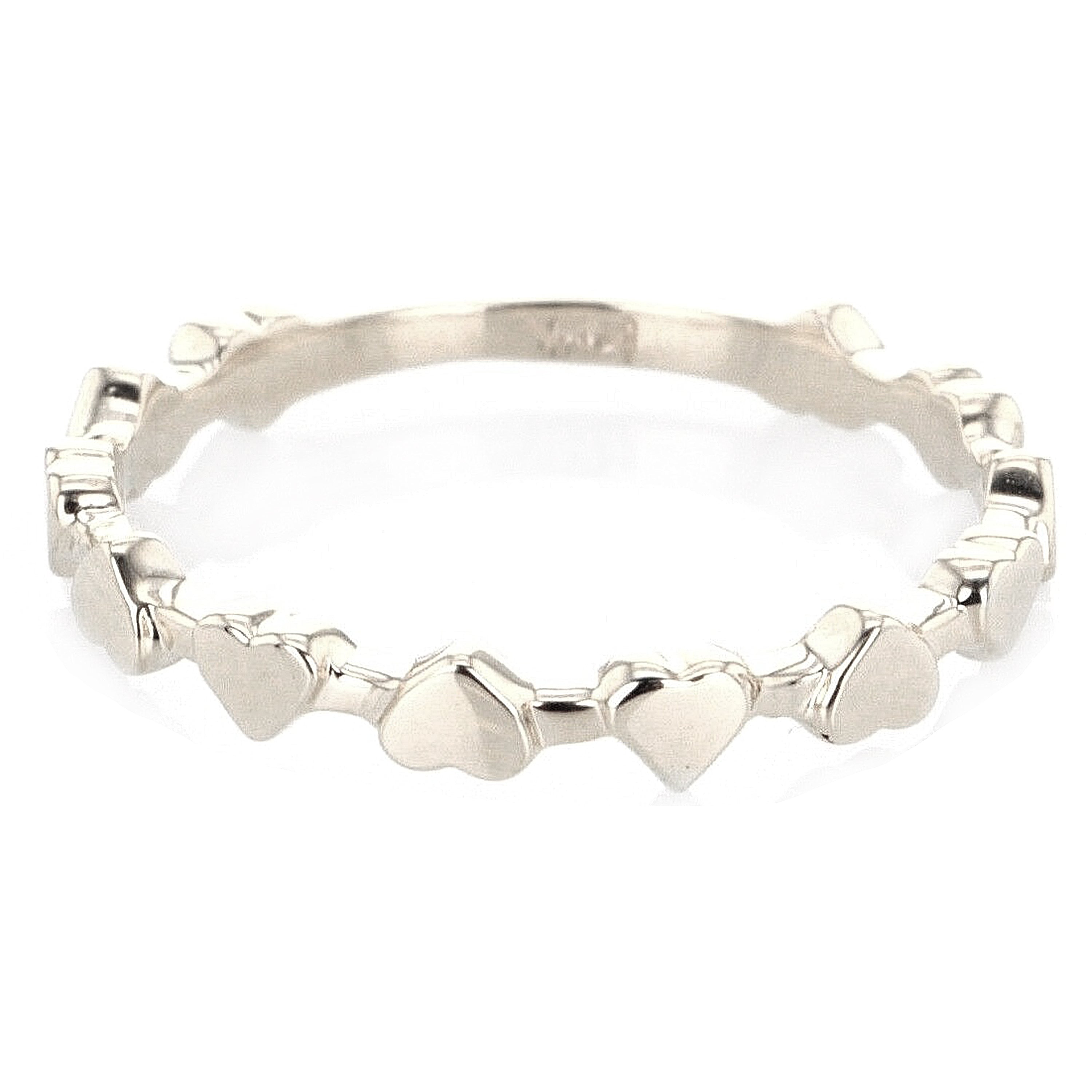14k White Gold Heart Ring Band Size 5 - White,Ring Size 5