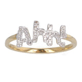 14k Yellow White or Rose Gold Diamond "Ahh!" Ring Size 7