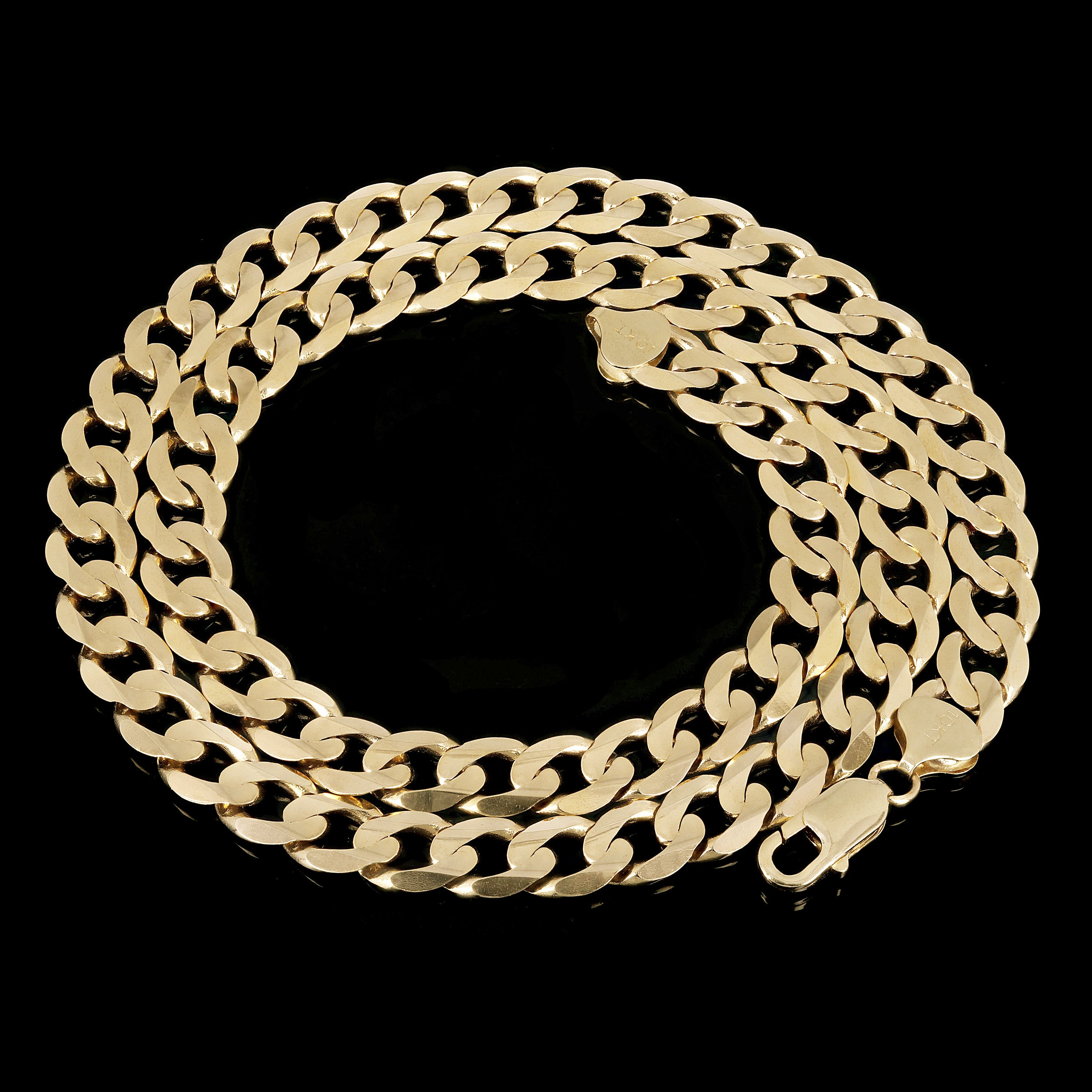 Men's Italian 10k Yellow Gold Curb Cuban Chain Necklace 24" 9mm 51.4 grams - 24"