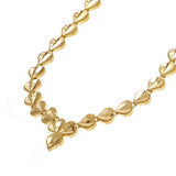 14k Yellow Gold V Shape Diamond Cut Heart Link Necklace 17.5" 6mm 17 grams - 17.5"