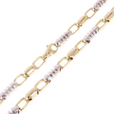 14k Yellow & White Gold Solid Handmade Link Chain Necklace 20" 6.9mm 87.2 grams - 20"