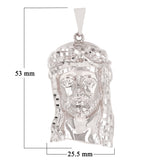 10k White Gold Jesus Piece Jesus Christ Face Pendant Religious Charm 12.5 grams - White