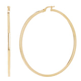 Italian 14k Yellow Gold Polished Flat Tube Hollow Hoop Earrings 2.3" 2.5mm 3.8g