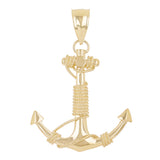 14k Yellow Gold Nautical Anchor Ship Mariners Rope Pendant 2.2" 13.5 grams