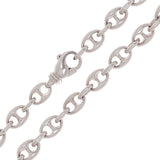 14k White Gold Solid Handmade Puffed Mariner Necklace 24" 8mm 68.5 grams