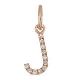 14k Rose Gold Diamond Initial Letter J Charm Pendant - Letter J,Rose