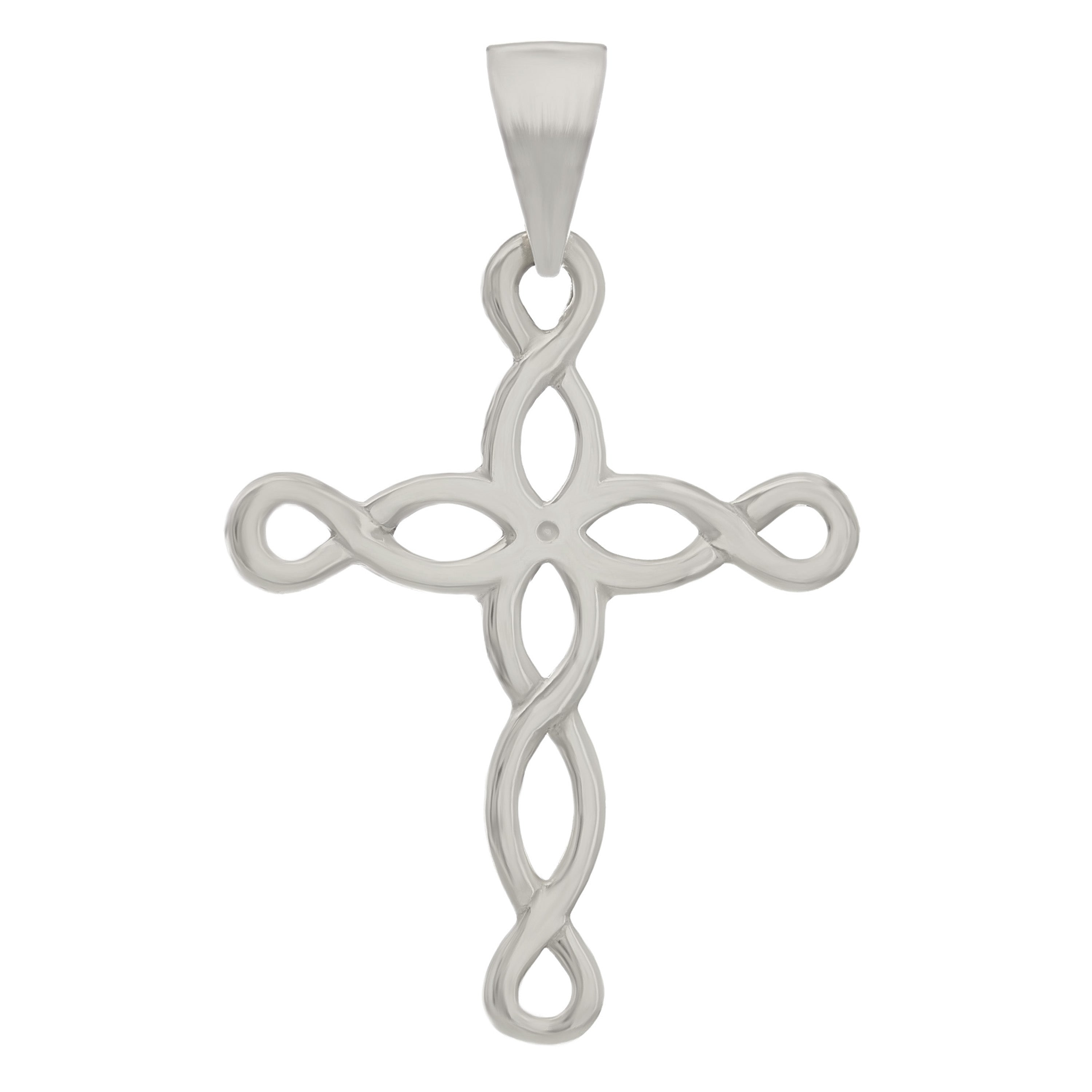 14k White Gold Solid Filigree Cross Crucifix Religious Charm Pendant 2.5 grams - White