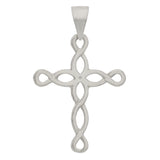 14k White Gold Solid Filigree Cross Crucifix Religious Charm Pendant 2.5 grams - White