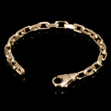 14k Yellow Gold Solid Handmade Rectangle Link Chain Bracelet 7" 5mm 14.6 grams - 7" 14.6 grams