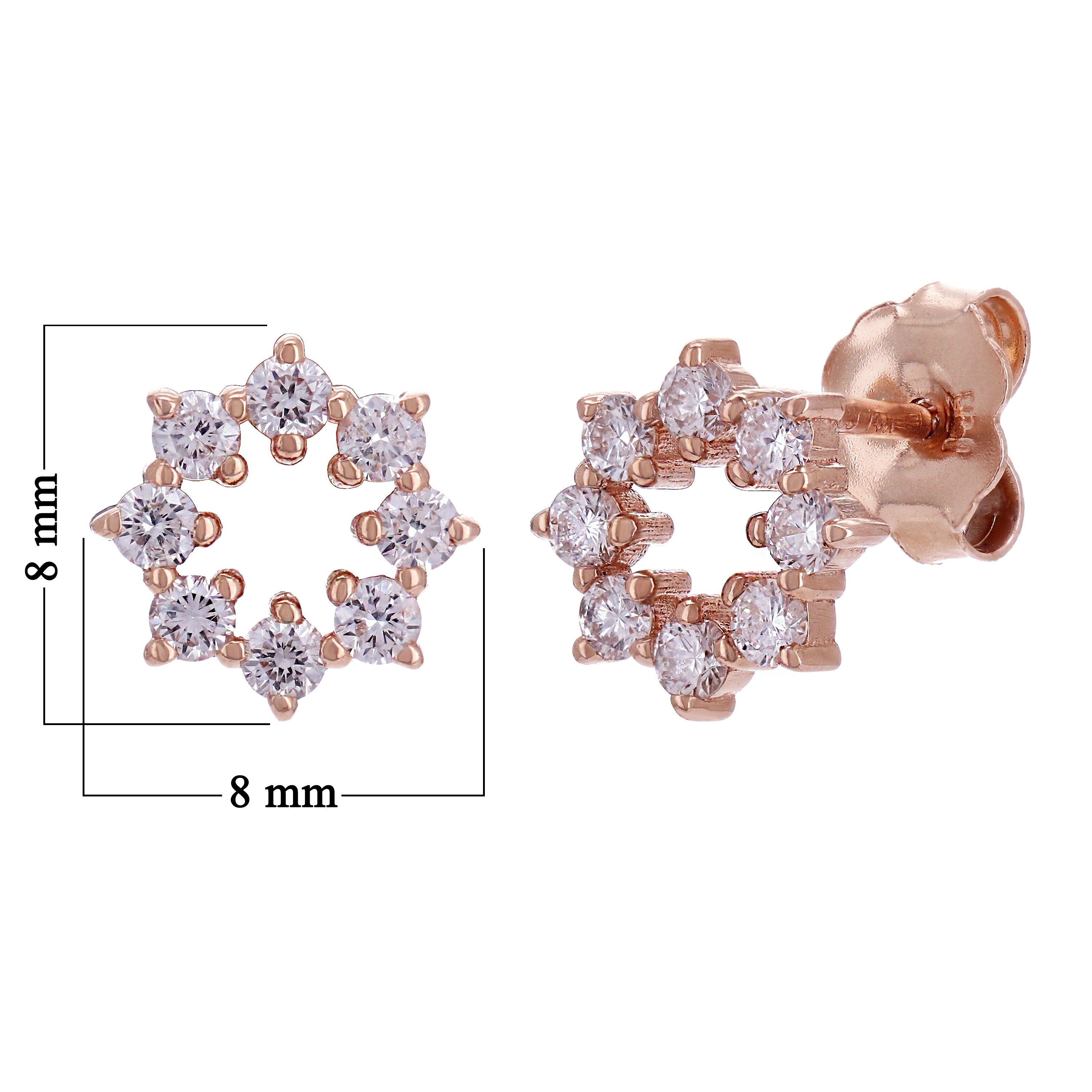 14k Rose Gold 0.41ctw Diamond Starburst Stud Earrings
