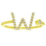14k Yellow Gold Diamond Initial Letter W Ring Size 6 - Letter W,Yellow