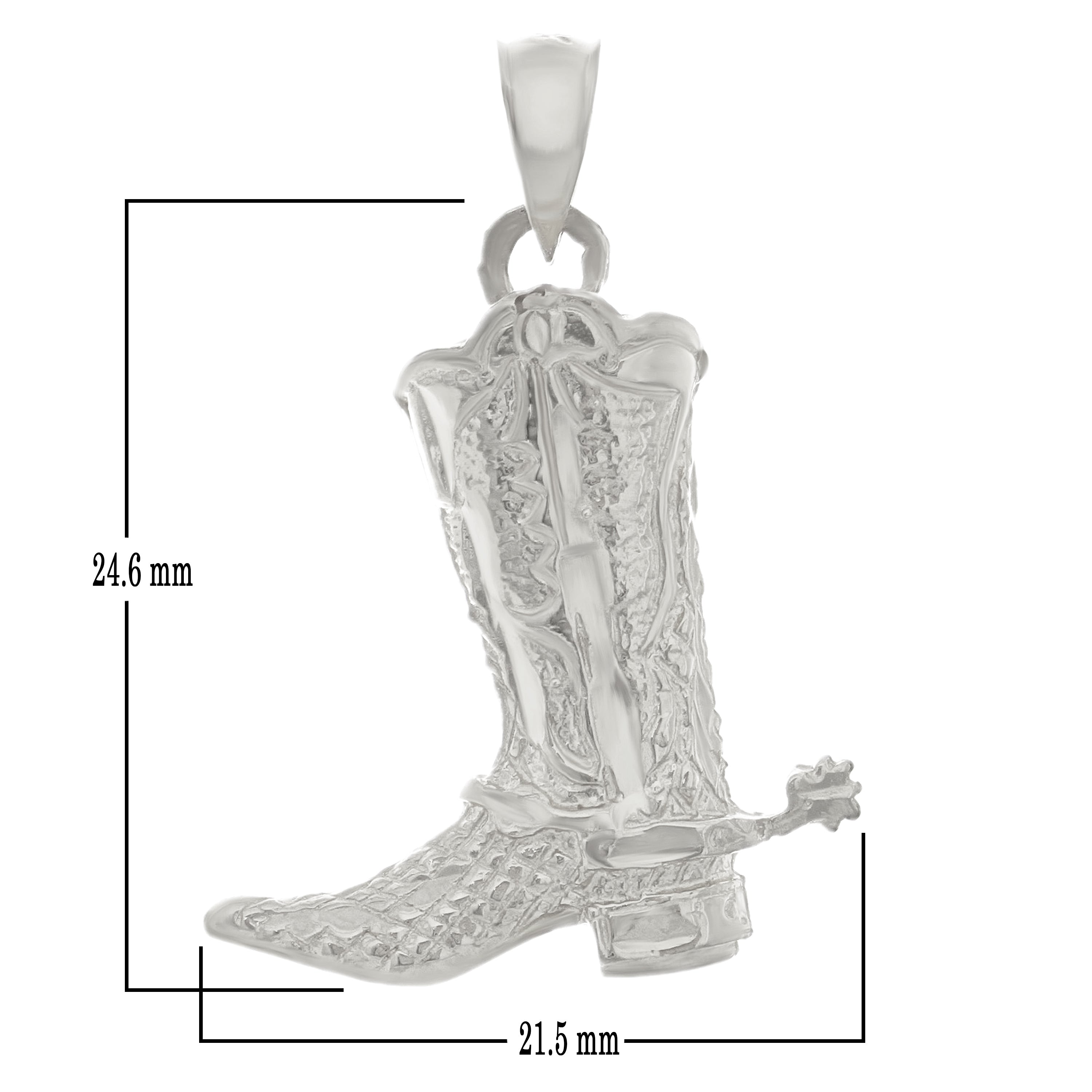 14k White Gold Western Cowgirl Boots Cowboy Boots Charm Pendant 3.3 grams - White