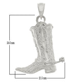 14k White Gold Western Cowgirl Boots Cowboy Boots Charm Pendant 3.3 grams - White