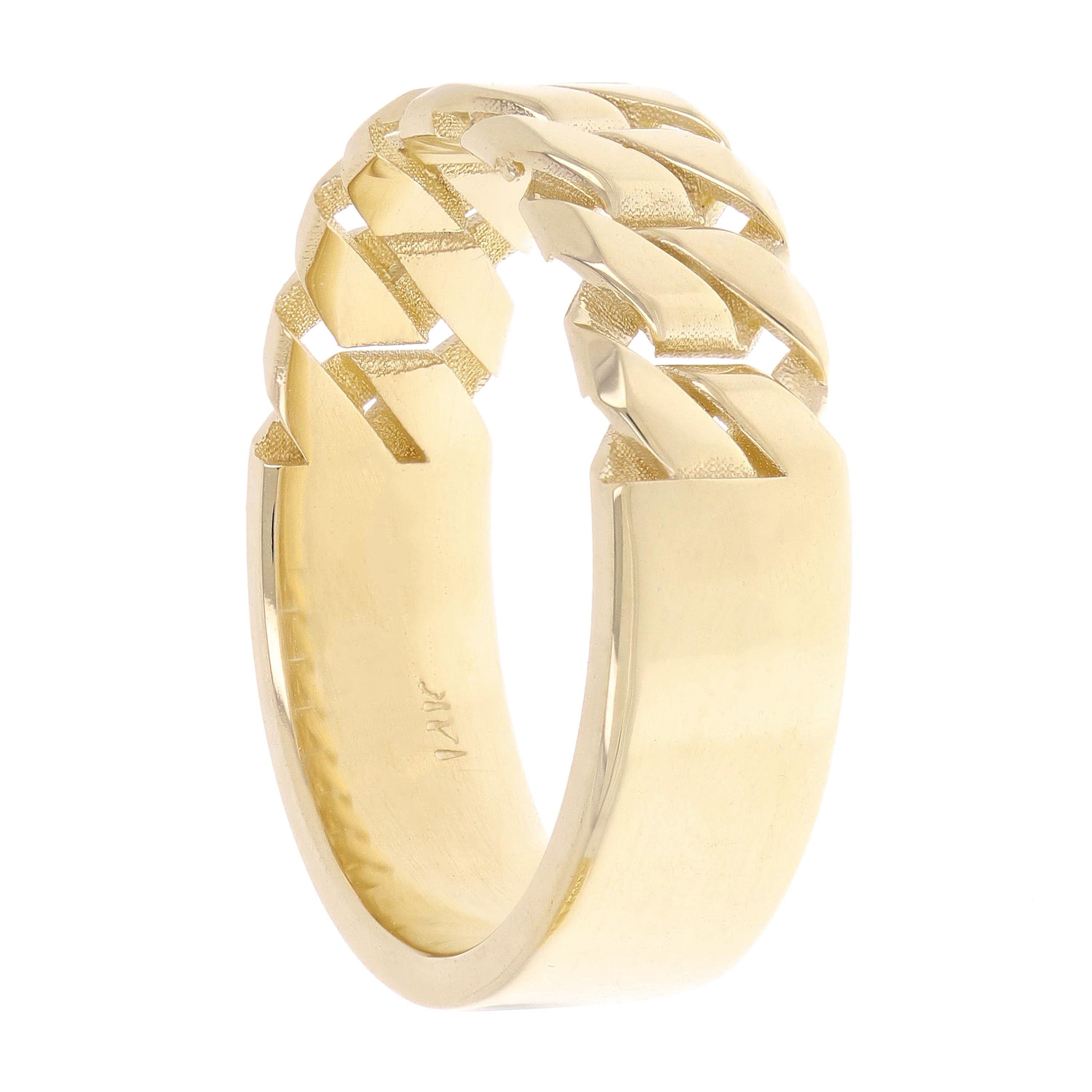 14k Yellow Gold Cuban Link Ring Chain Ring Band Size 10.5 - 6.5mm - 7.3 grams