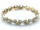 Italian 14k Two Tone Gold Hollow Hugs & Kisses XOXO Bracelet 7" 9.3mm 10.9 grams