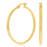 Italian 14k Yellow Gold Hollow Bamboo Round Hoop Earrings 1.4" 2.5mm 2 grams