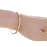 Italian 14k Two-Tone Gold Hollow Screw Design Bangle Bracelet 7" 4mm 5.2 grams