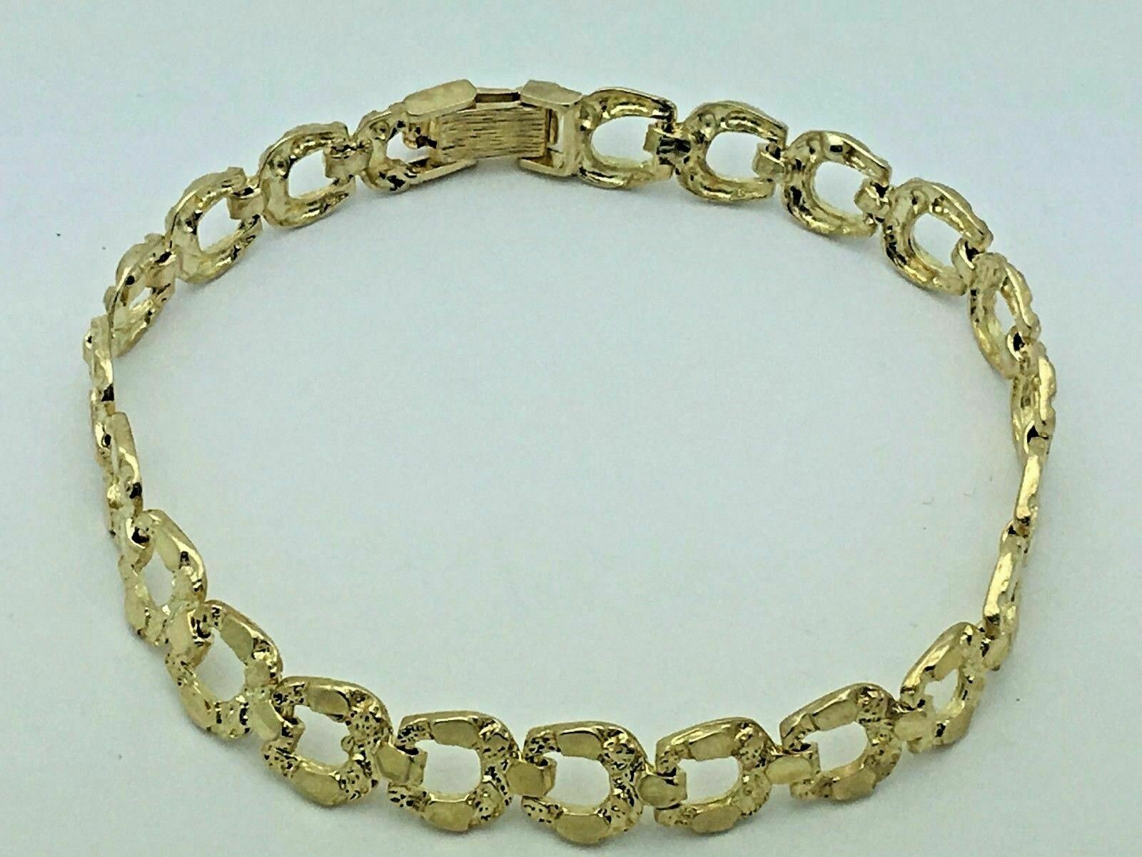 10k Yellow Gold Horse Shoe Nugget Bracelet 7.5" 8mm 10.9 grams