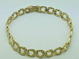 10k Yellow Gold Horse Shoe Nugget Bracelet 7.5" 8mm 10.9 grams
