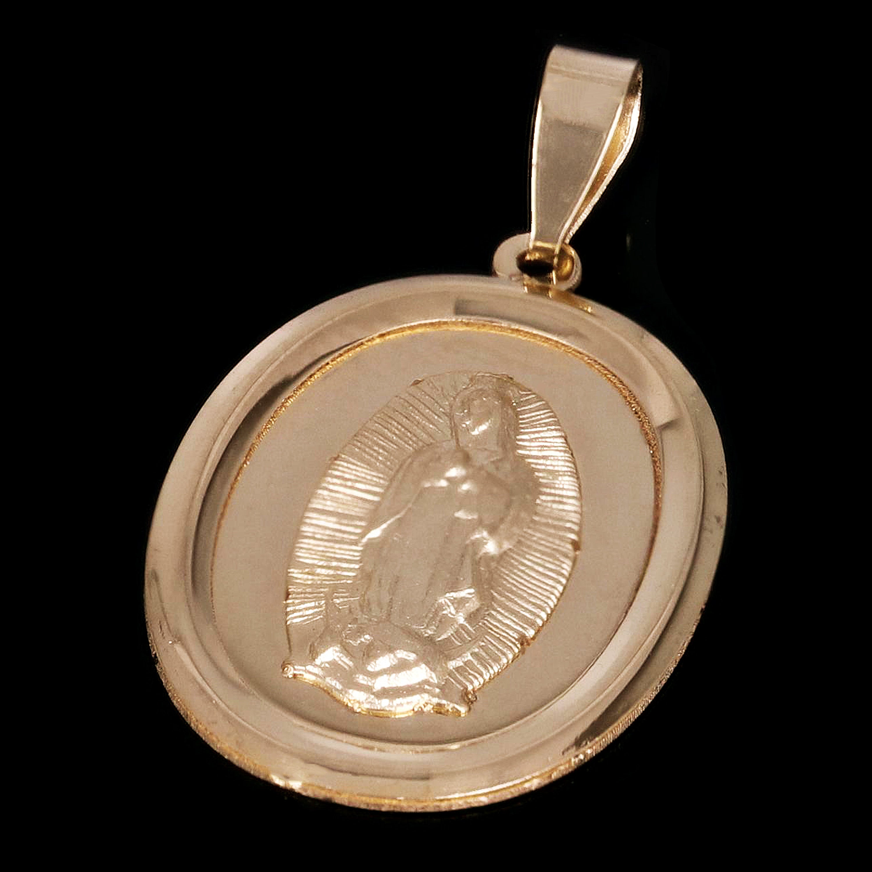 Italian 14k Yellow Gold Our Lady of Guadalupe Virgin Mary Charm Pendant 1.9g - Large