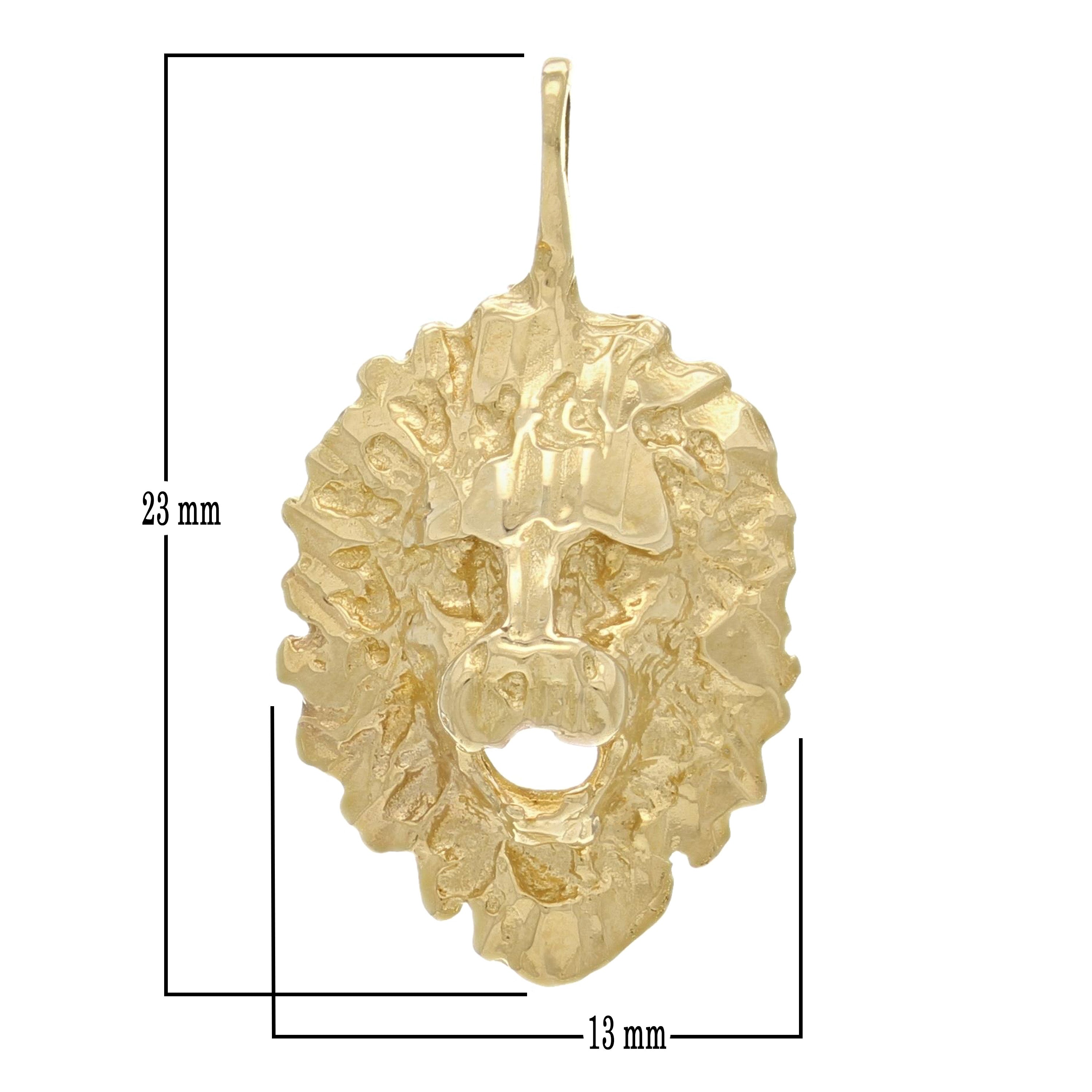 14k Yellow Gold Diamond Cut Lion Head Lion Charm Pendant 2.1 grams - Yellow