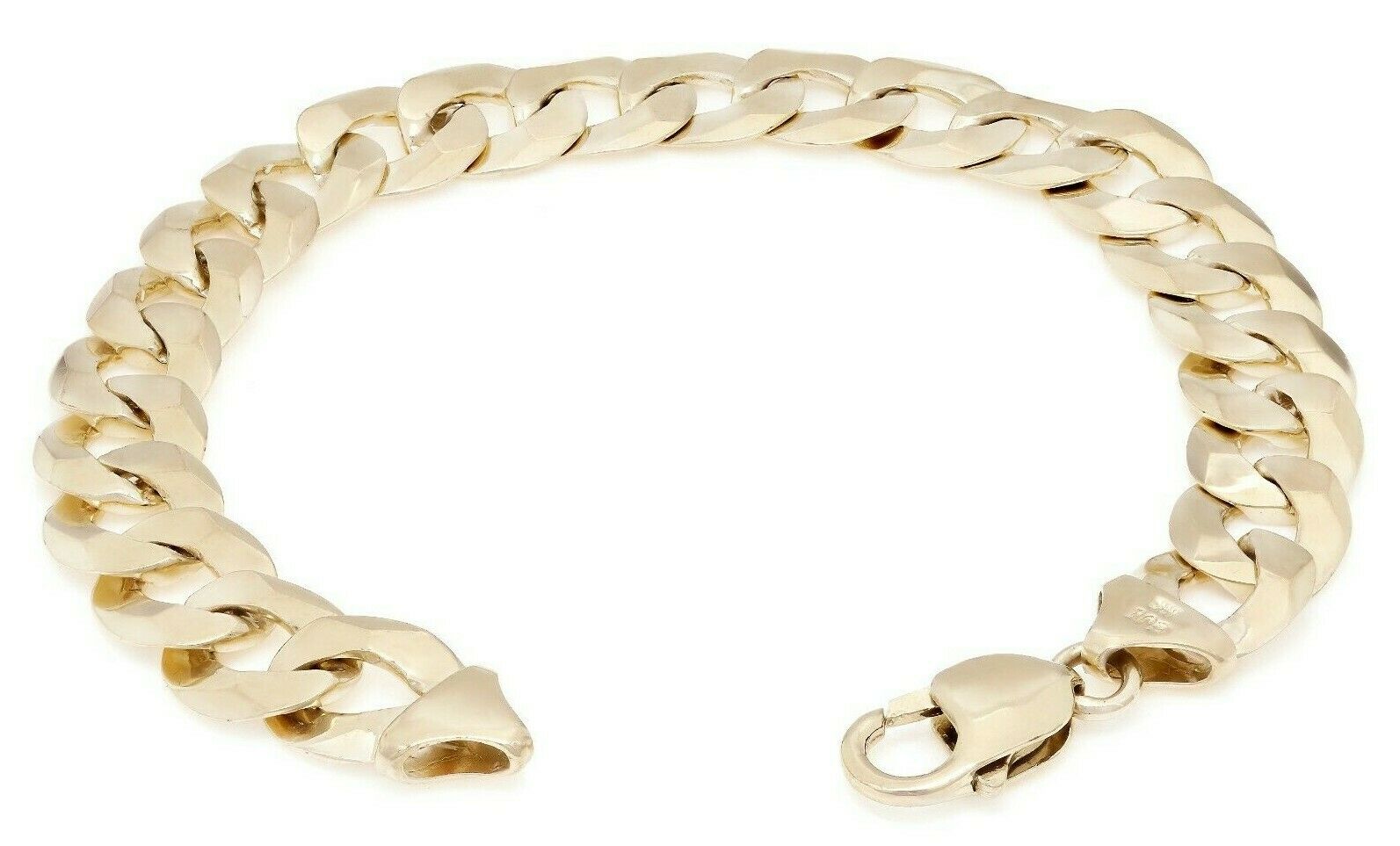 10k Yellow Gold Flat Cuban Curb Link Chain Bracelet 9" 9mm 17 grams - Yellow,9"