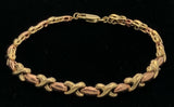 14k Two Tone Gold High Polished Hugs & Kisses XOXO Link Bracelet 7.25" 5.3mm 9g