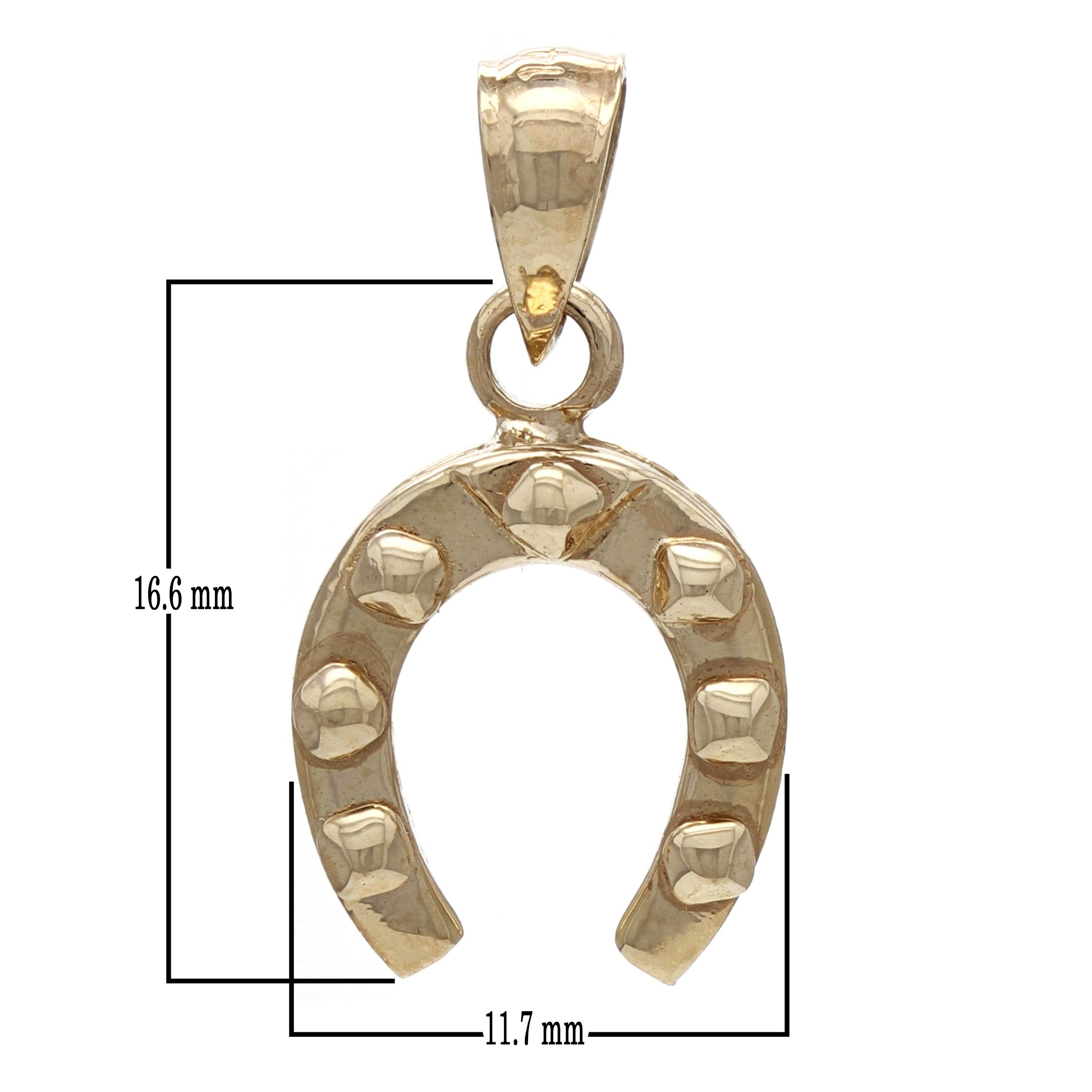 14k Yellow Gold Horse Shoe Lucky Charm Pendant 2 grams - Yellow