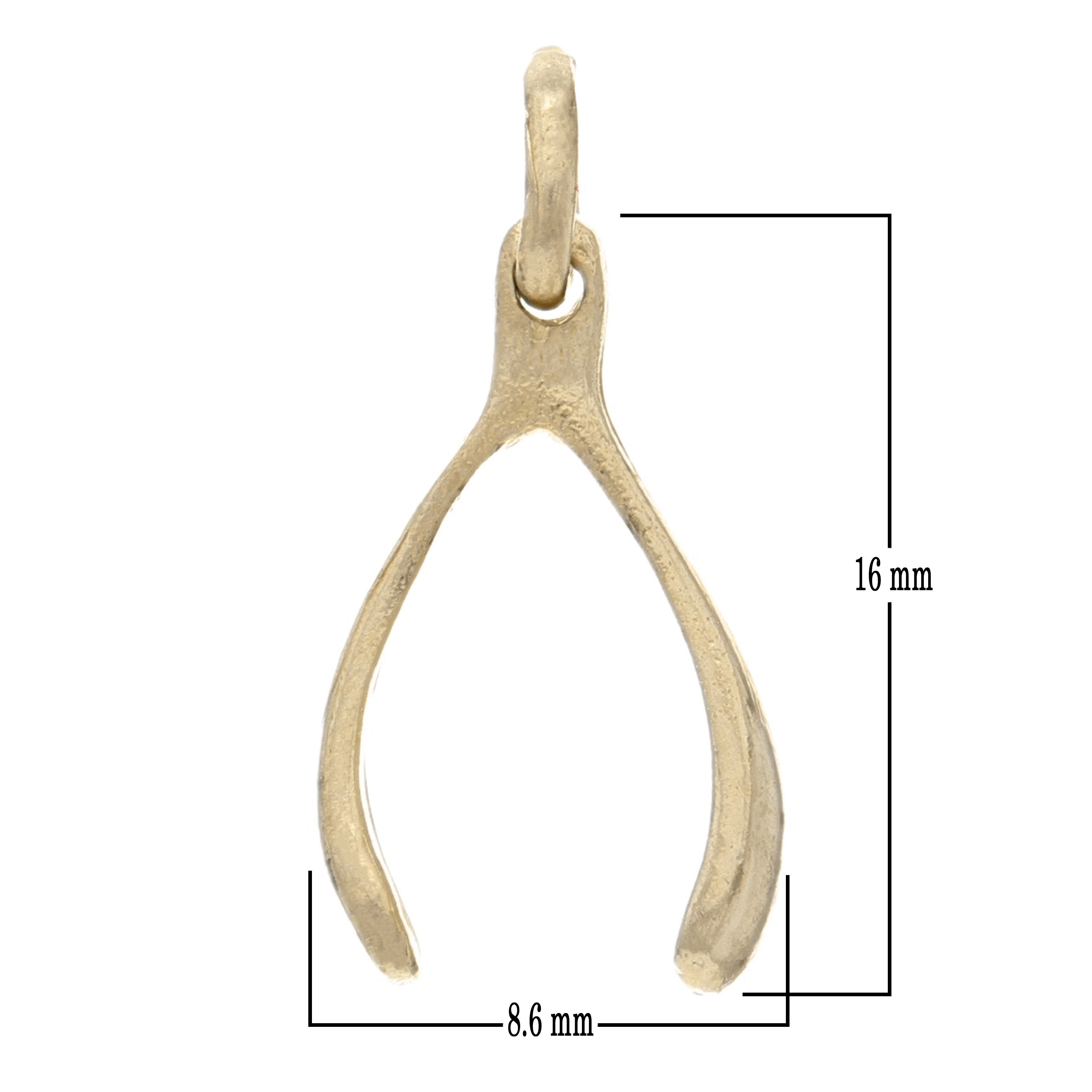 14k Yellow White or Rose Gold Luck Wish Bone Charm Pendant - Yellow