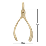 14k Yellow White or Rose Gold Luck Wish Bone Charm Pendant - Yellow