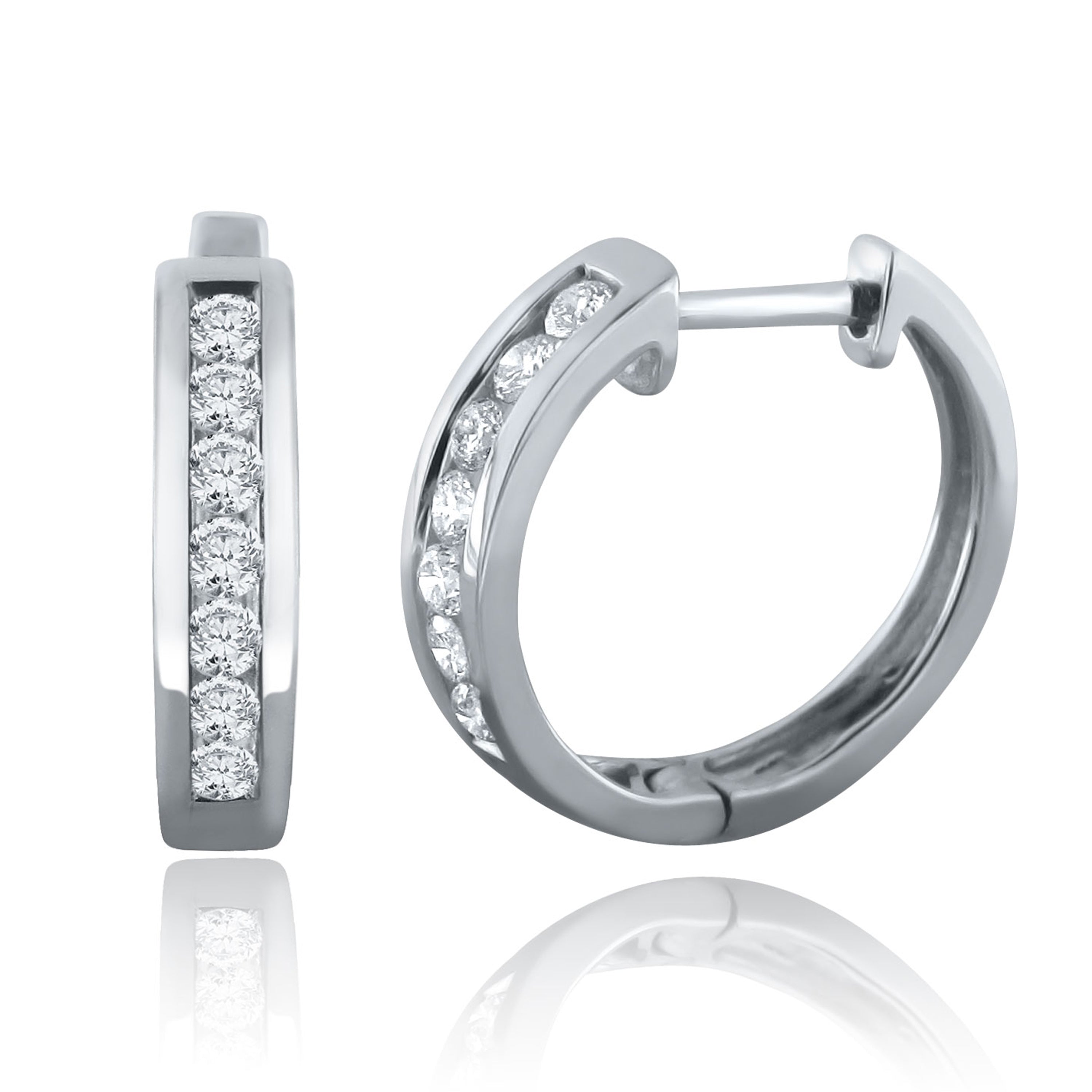14k Yellow Gold 0.25ctw Diamond Small Oblong Oval Huggie Hoop Earrings - Yellow