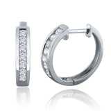 14k Yellow Gold 0.25ctw Diamond Small Oblong Oval Huggie Hoop Earrings - Yellow