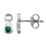 10k White Gold Emerald Petite Drop Modern Stud Earrings - Emerald